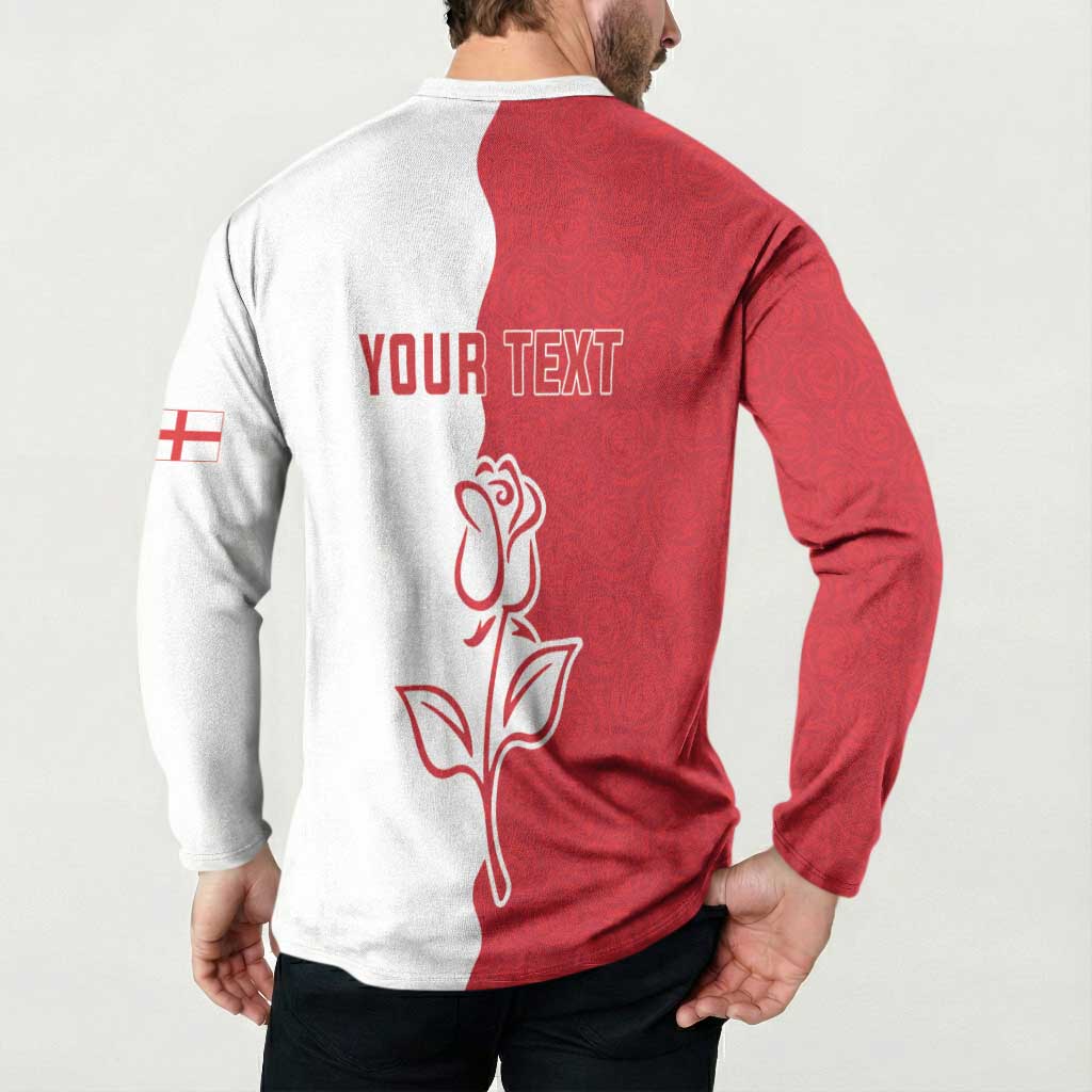 Personalized Rugby England Button Sweatshirt Red Rose Champions