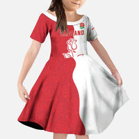 Personalized Rugby England Kid Short Sleeve Dress Red Rose Champions