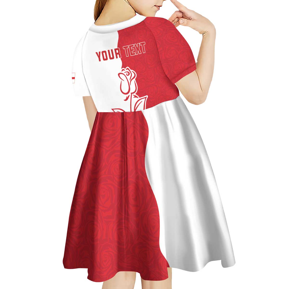 Personalized Rugby England Kid Short Sleeve Dress Red Rose Champions