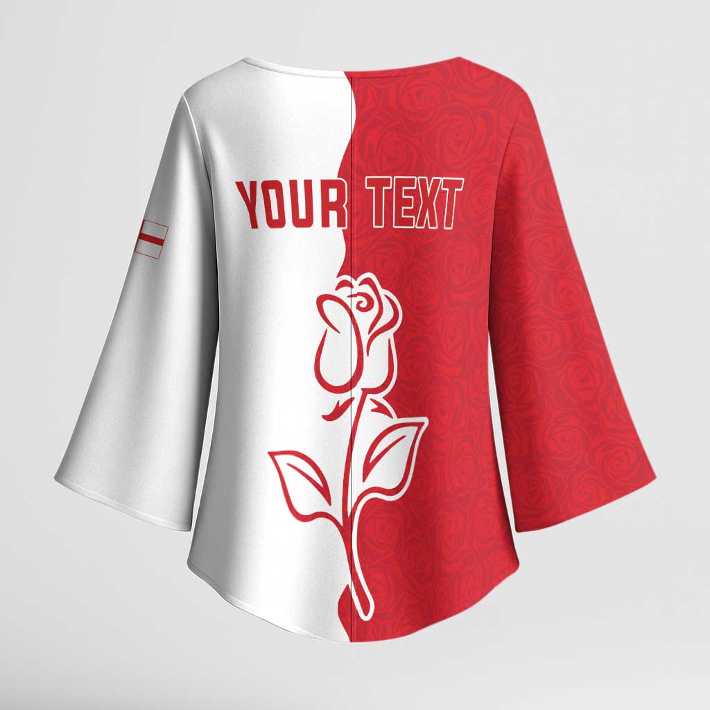 Personalized Rugby England Kimono Sleeve Blouse Red Rose Champions