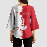 Personalized Rugby England Kimono Sleeve Blouse Red Rose Champions