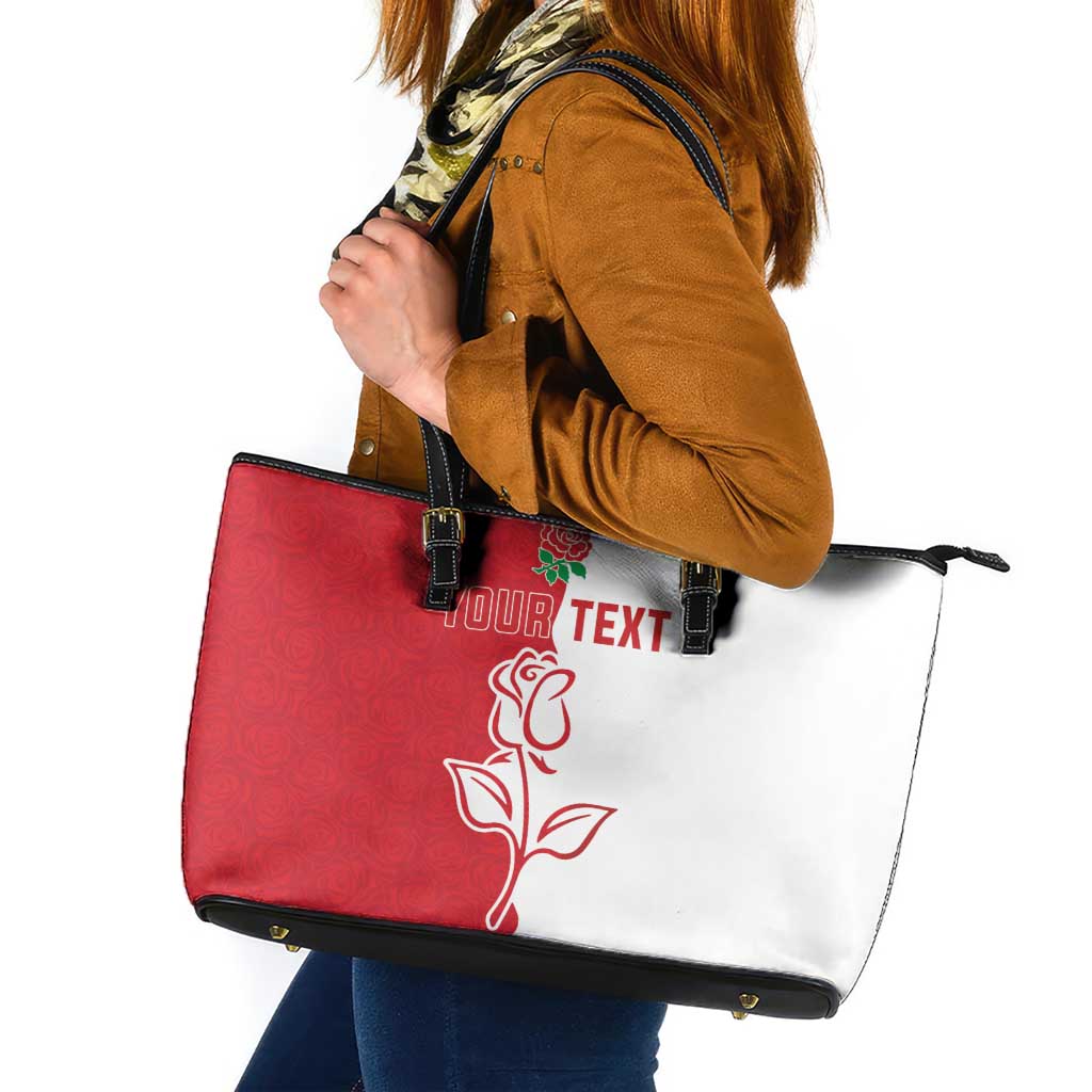 Personalized Rugby England Leather Tote Bag Red Rose Champions