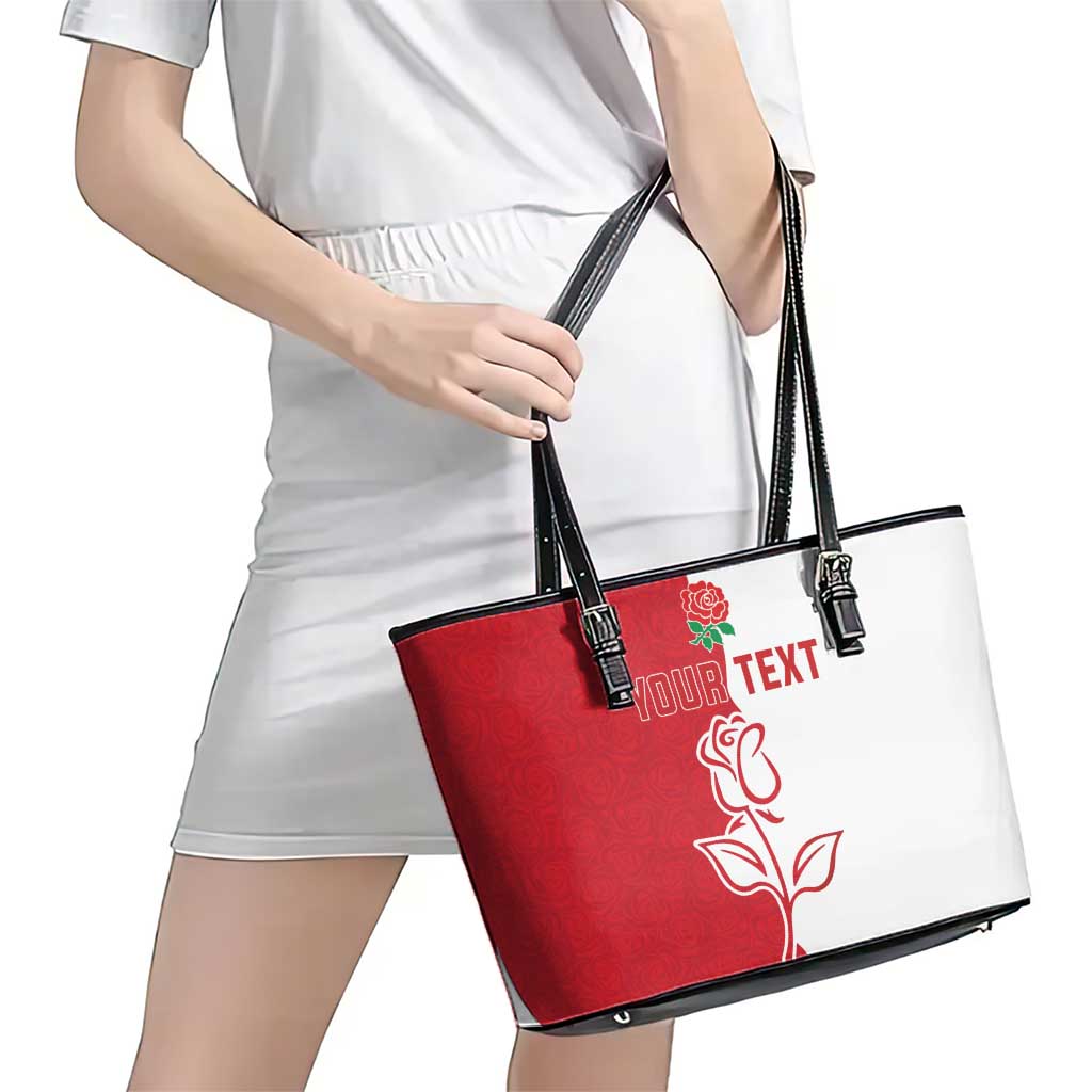Personalized Rugby England Leather Tote Bag Red Rose Champions