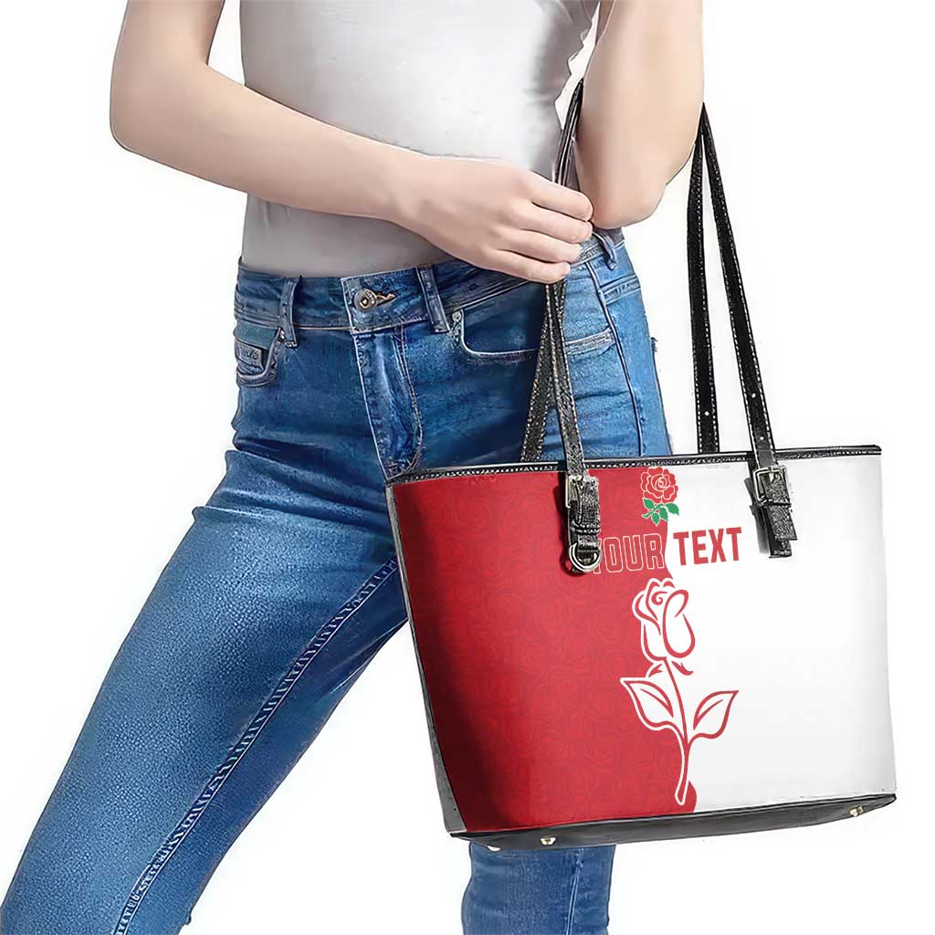 Personalized Rugby England Leather Tote Bag Red Rose Champions