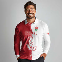 Personalized Rugby England Long Sleeve Polo Shirt Red Rose Champions