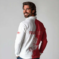 Personalized Rugby England Long Sleeve Polo Shirt Red Rose Champions