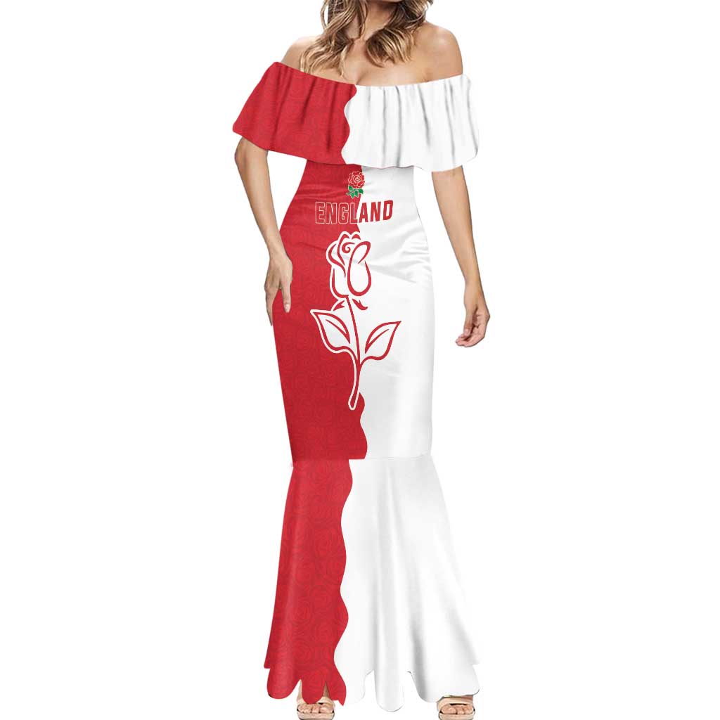 Personalized Rugby England Mermaid Dress Red Rose Champions