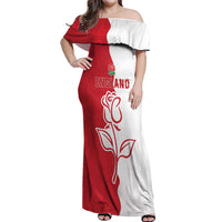 Personalized Rugby England Off Shoulder Maxi Dress Red Rose Champions