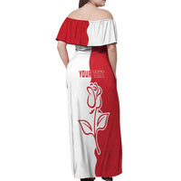 Personalized Rugby England Off Shoulder Maxi Dress Red Rose Champions