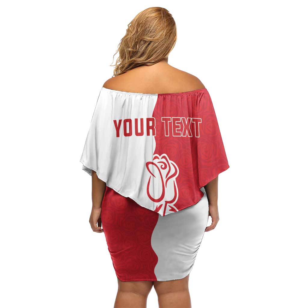 Personalized Rugby England Off Shoulder Short Dress Red Rose Champions