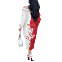 Personalized Rugby England Off The Shoulder Long Sleeve Dress Red Rose Champions