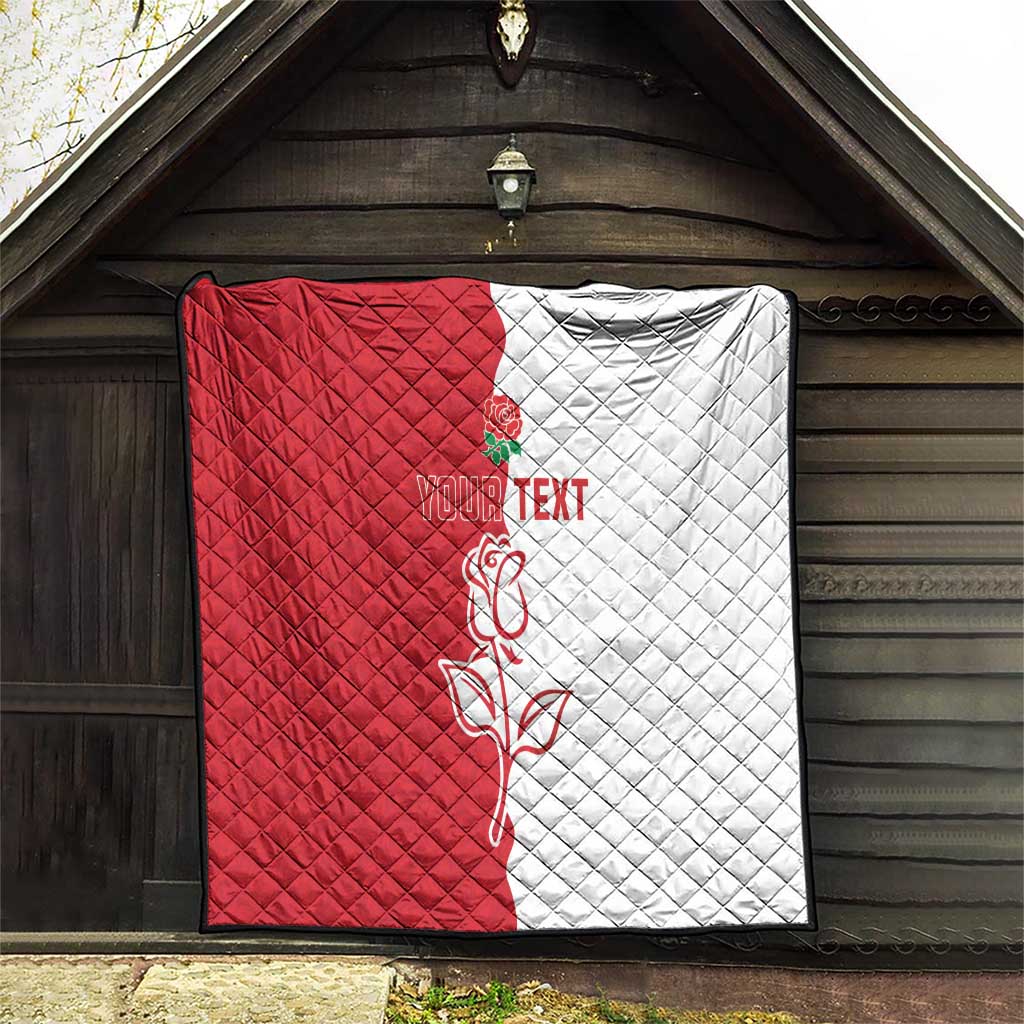 Personalized Rugby England Quilt Red Rose Champions