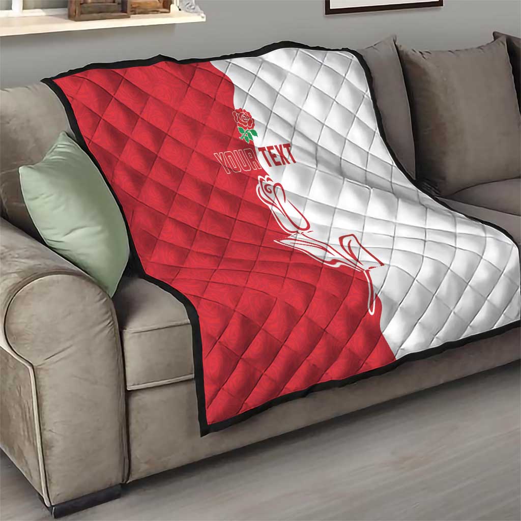 Personalized Rugby England Quilt Red Rose Champions