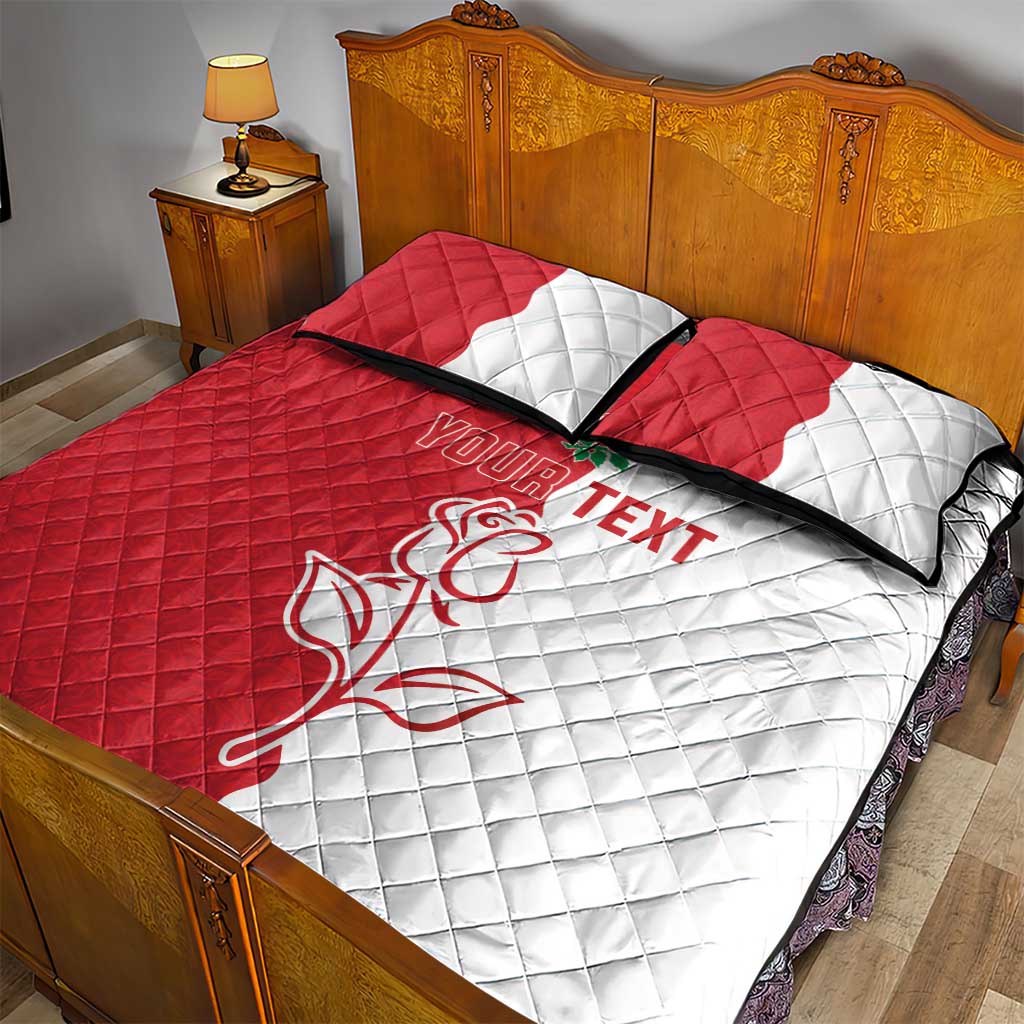 Personalized Rugby England Quilt Bed Set Red Rose Champions