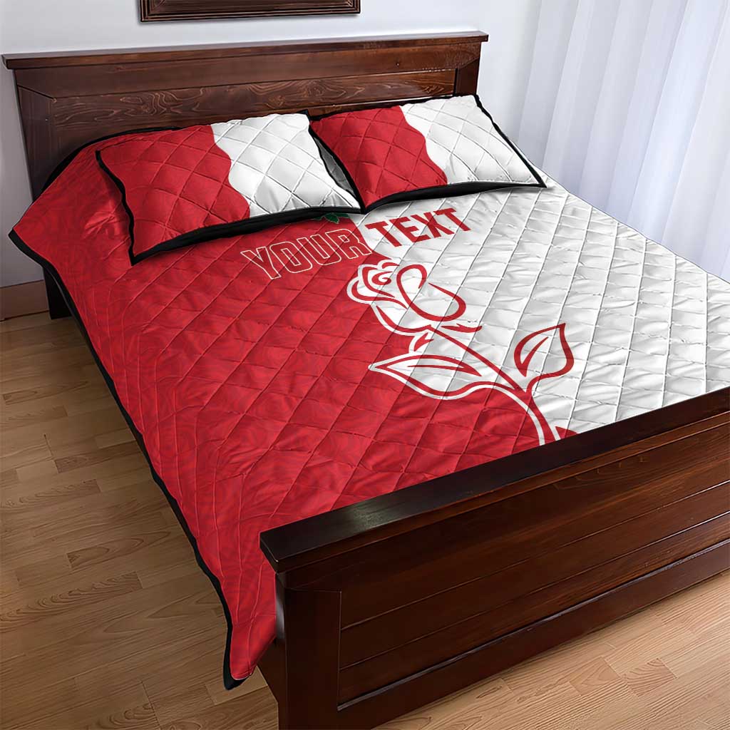 Personalized Rugby England Quilt Bed Set Red Rose Champions