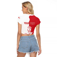 Personalized Rugby England Raglan Cropped T Shirt Red Rose Champions