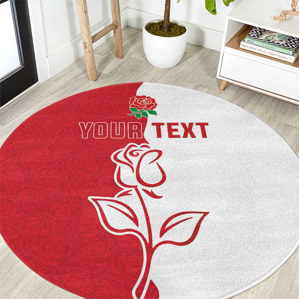 Personalized Rugby England Round Carpet Red Rose Champions