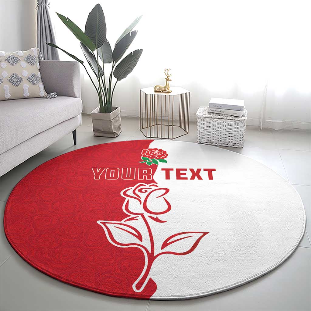 Personalized Rugby England Round Carpet Red Rose Champions