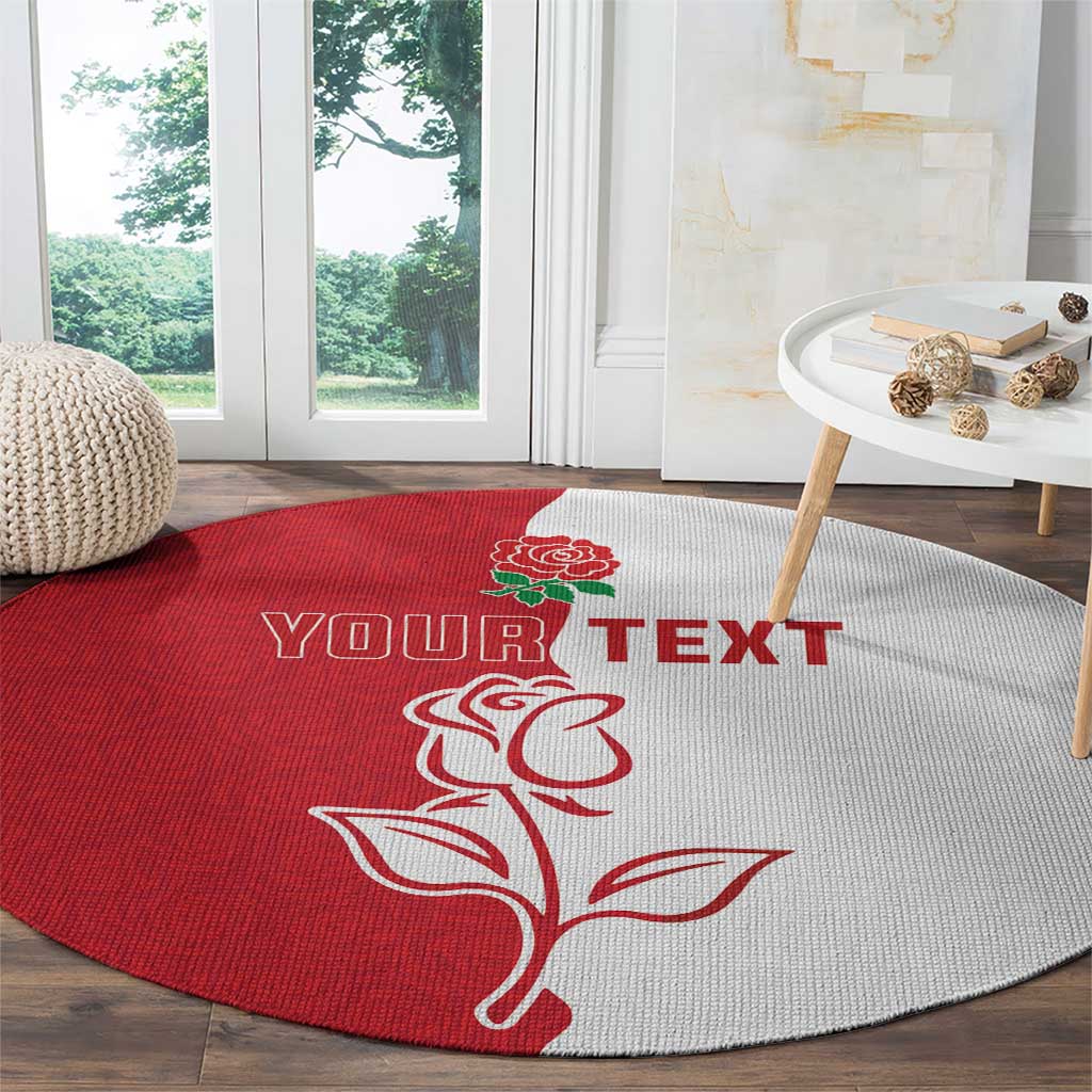 Personalized Rugby England Round Carpet Red Rose Champions