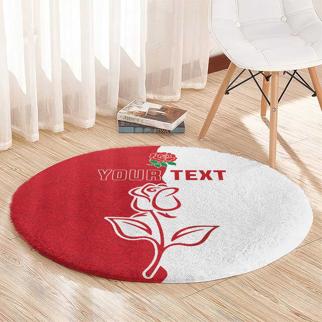 Personalized Rugby England Round Carpet Red Rose Champions