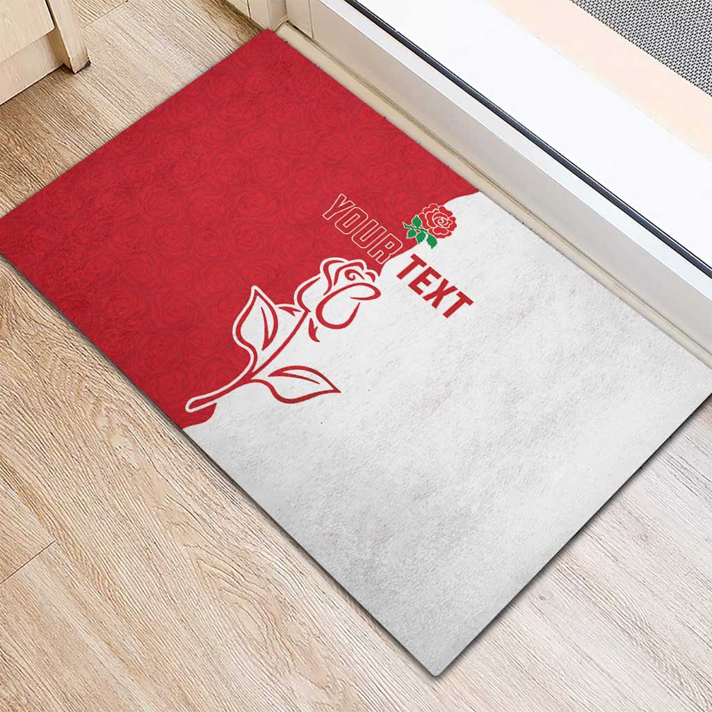 Personalized Rugby England Rubber Doormat Red Rose Champions