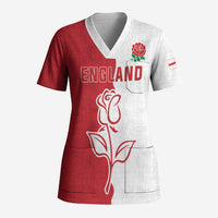 Personalized Rugby England Scrub Top Red Rose Champions