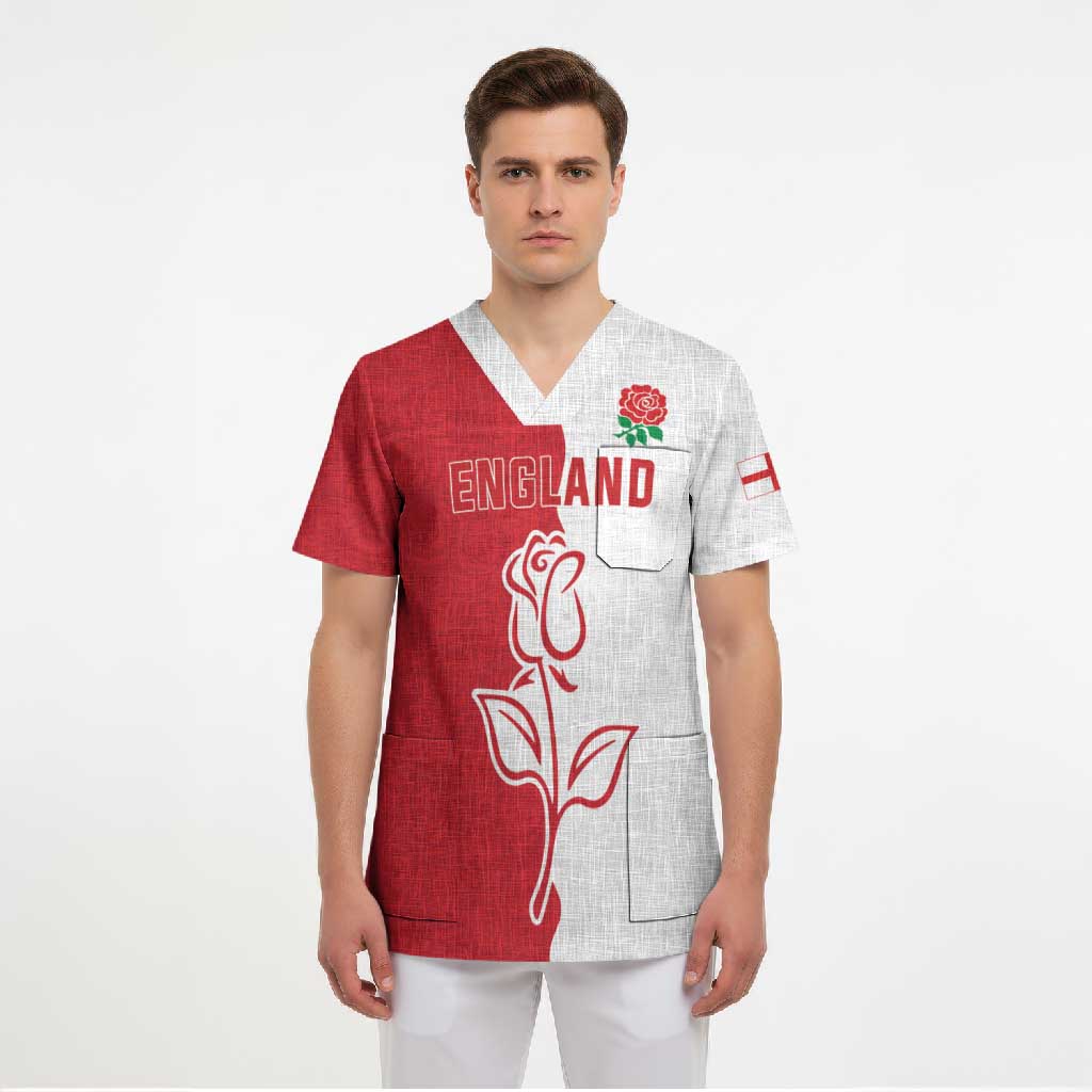 Personalized Rugby England Scrub Top Red Rose Champions