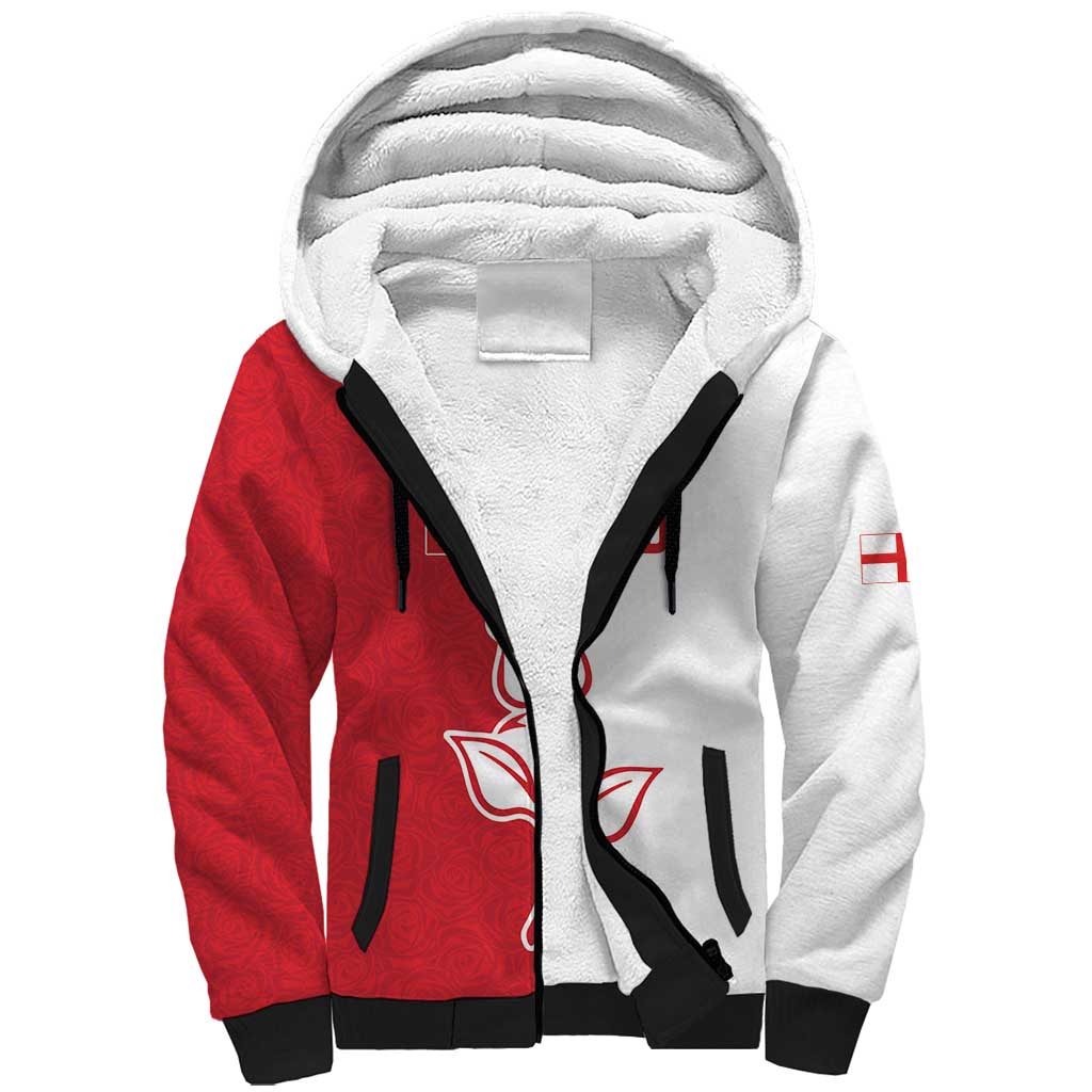 Personalized Rugby England Sherpa Hoodie Red Rose Champions