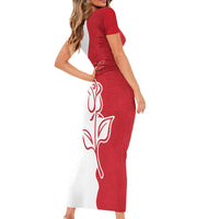 Personalized Rugby England Short Sleeve Bodycon Dress Red Rose Champions