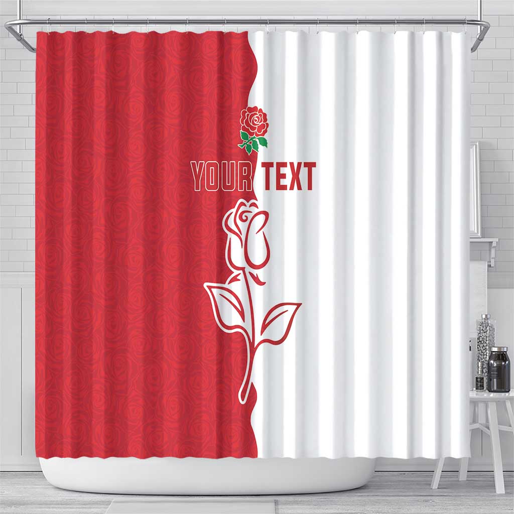 Personalized Rugby England Shower Curtain Red Rose Champions