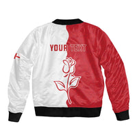 Personalized Rugby England Sleeve Zip Bomber Jacket Red Rose Champions