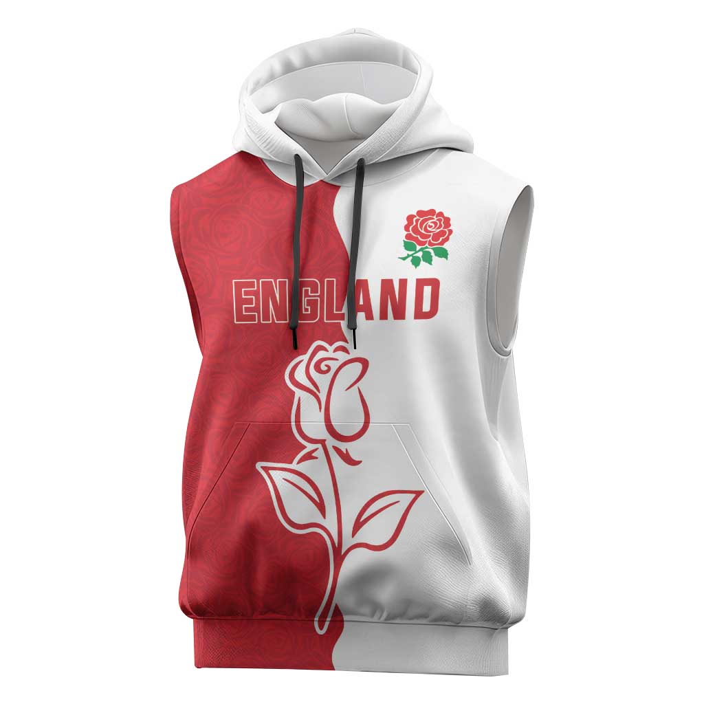 Personalized Rugby England Sleeveless Hoodie Red Rose Champions