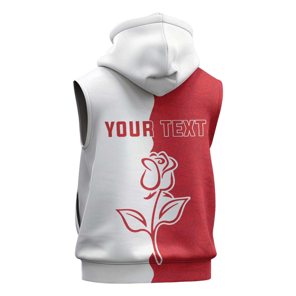 Personalized Rugby England Sleeveless Hoodie Red Rose Champions