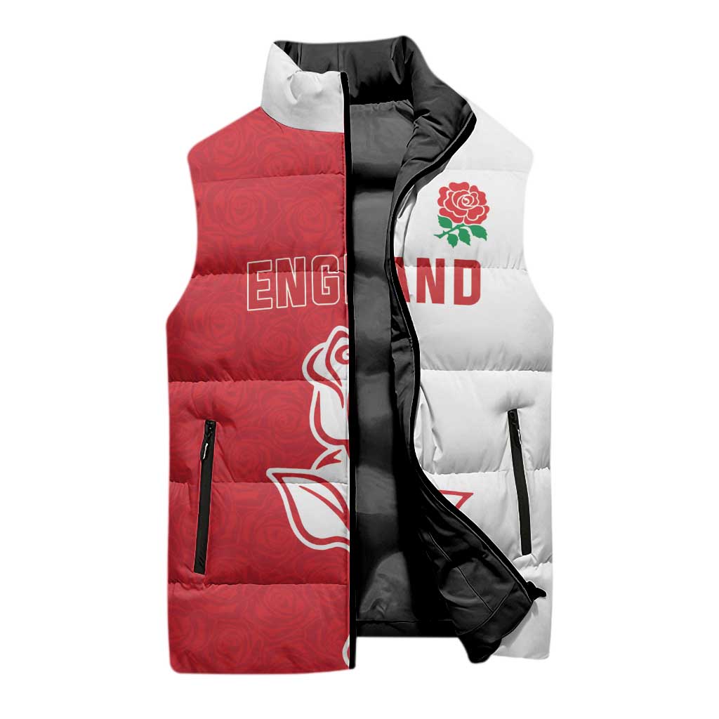 Personalized Rugby England Sleeveless Puffer Jacket Red Rose Champions