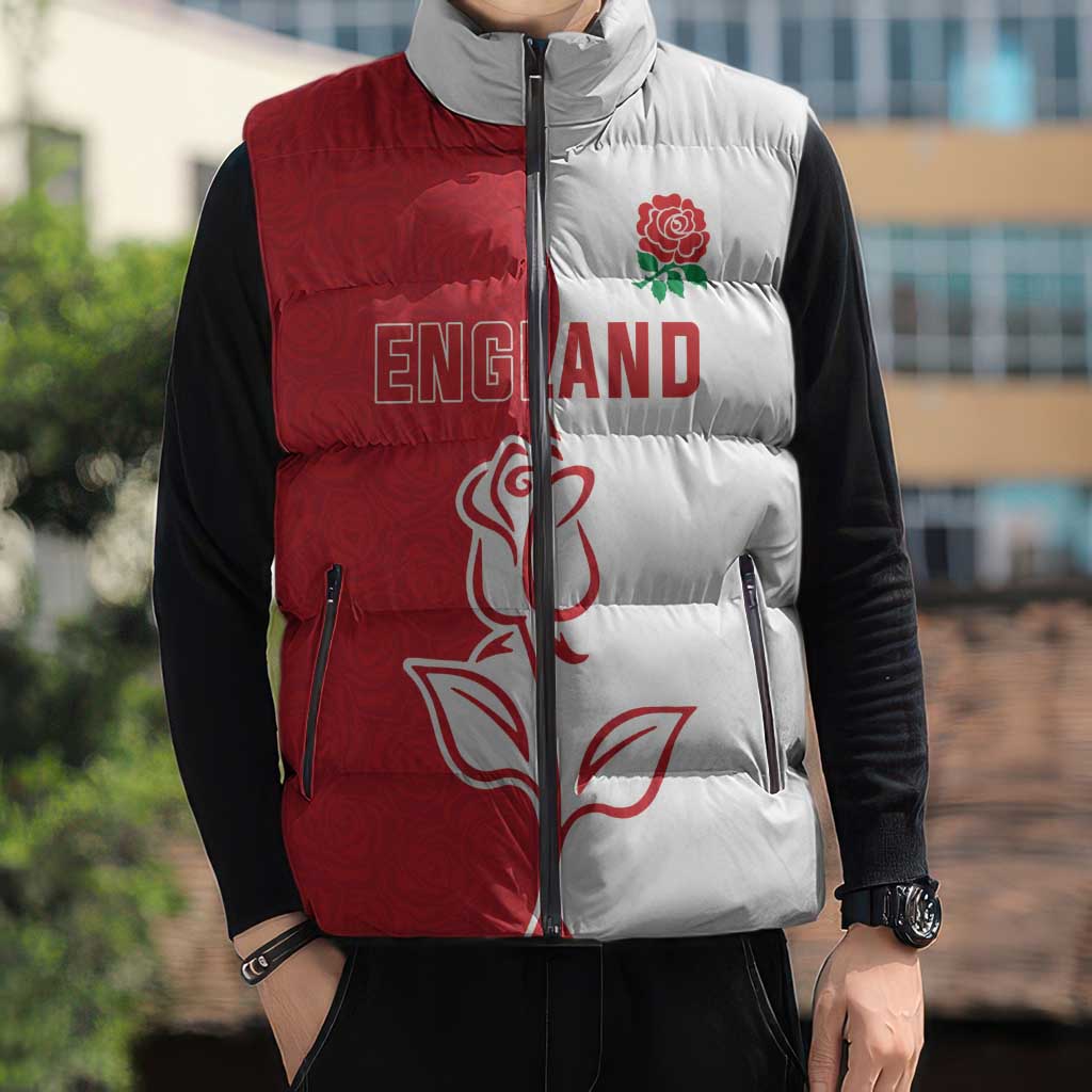 Personalized Rugby England Sleeveless Puffer Jacket Red Rose Champions