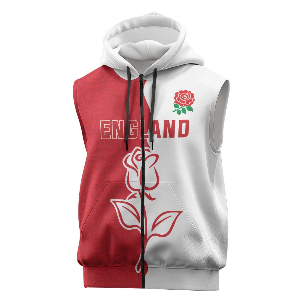 Personalized Rugby England Sleeveless Zip Hoodie Red Rose Champions