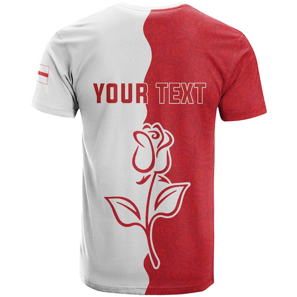 Personalized Rugby England T Shirt Red Rose Champions