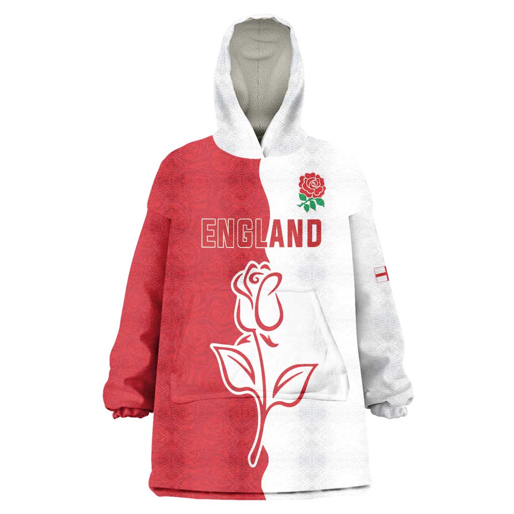 Personalized Rugby England Wearable Blanket Hoodie Red Rose Champions