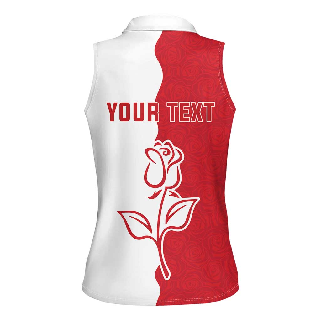 Personalized Rugby England Women Sleeveless Polo Shirt Red Rose Champions