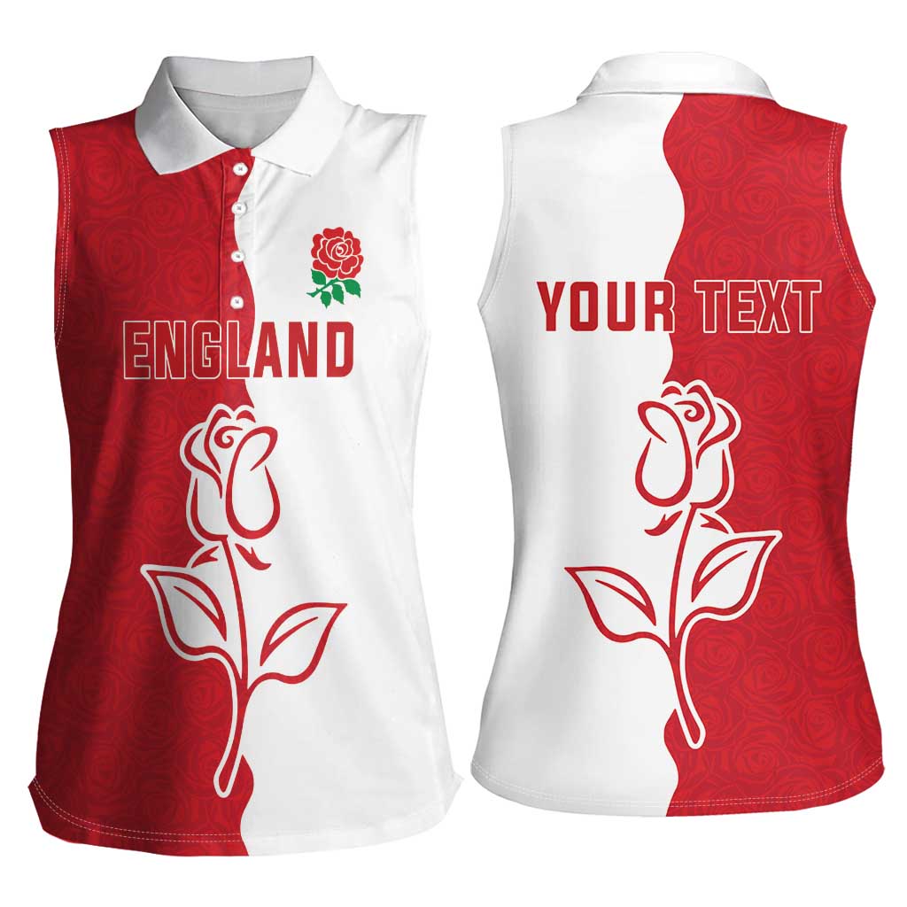 Personalized Rugby England Women Sleeveless Polo Shirt Red Rose Champions