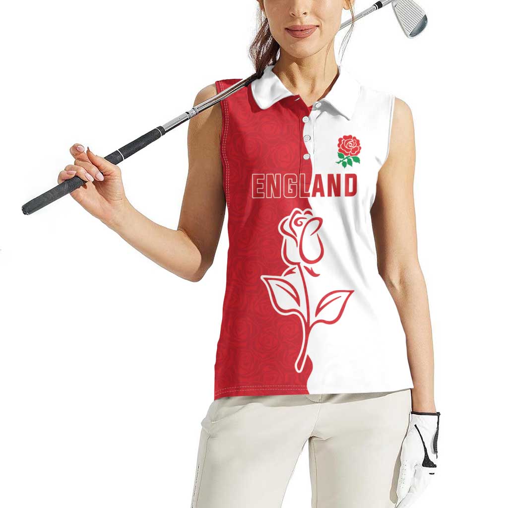 Personalized Rugby England Women Sleeveless Polo Shirt Red Rose Champions