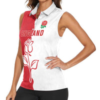 Personalized Rugby England Women Sleeveless Polo Shirt Red Rose Champions