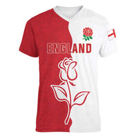 Personalized Rugby England Women V-Neck T-Shirt Red Rose Champions