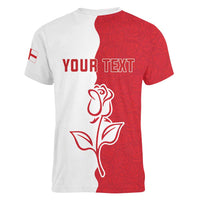 Personalized Rugby England Women V-Neck T-Shirt Red Rose Champions