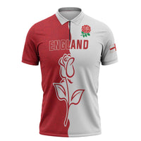 Personalized Rugby England Zipper Polo Shirt Red Rose Champions