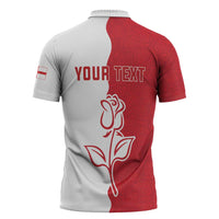 Personalized Rugby England Zipper Polo Shirt Red Rose Champions