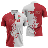 Personalized Rugby England Zipper Polo Shirt Red Rose Champions