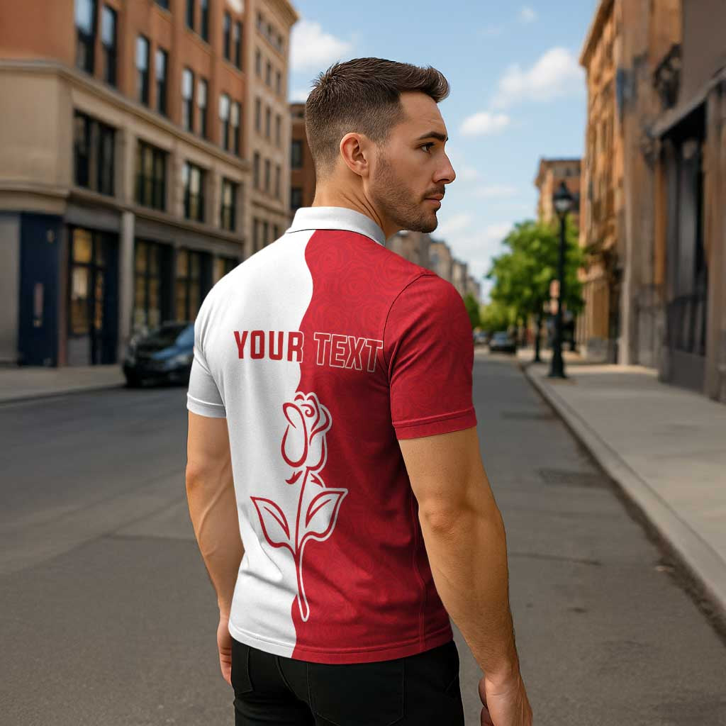 Personalized Rugby England Zipper Polo Shirt Red Rose Champions