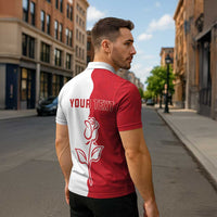 Personalized Rugby England Zipper Polo Shirt Red Rose Champions