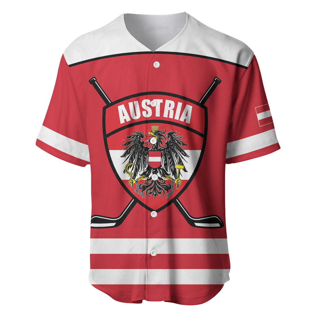 Austria Ice Hockey Custom Baseball Jersey Austrian Eagle Shield Red Version